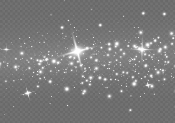 Glowing Light Effect Many Glitter Particles Isolated Transparent Background Starry — Vector de stock