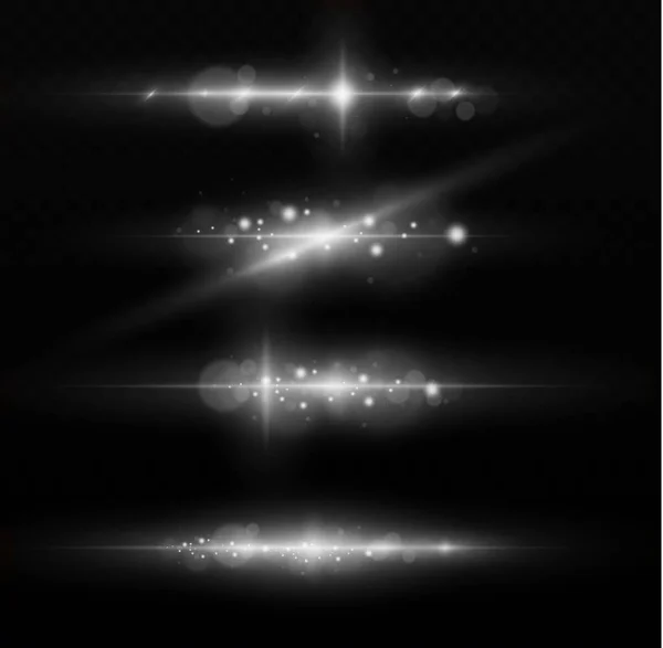 Estrella Brillante Partículas Sol Chispas Con Efecto Resaltante Luces Blancas — Vector de stock