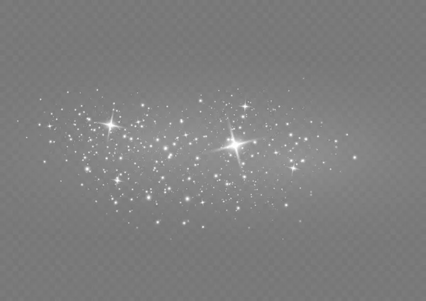 Λαμπερό Εφέ Φωτός Πολλά Σωματίδια Glitter Απομονώνονται Διαφανές Φόντο Έναστρο — Διανυσματικό Αρχείο