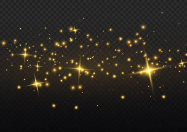 Glowing Light Effect Many Glitter Particles Isolated Transparent Background Starry — Image vectorielle