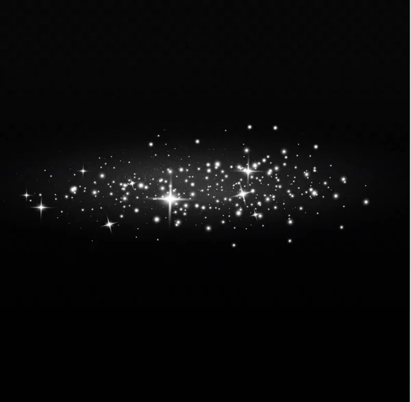 Glowing Light Effect Many Glitter Particles Isolated Transparent Background Starry — Vector de stock