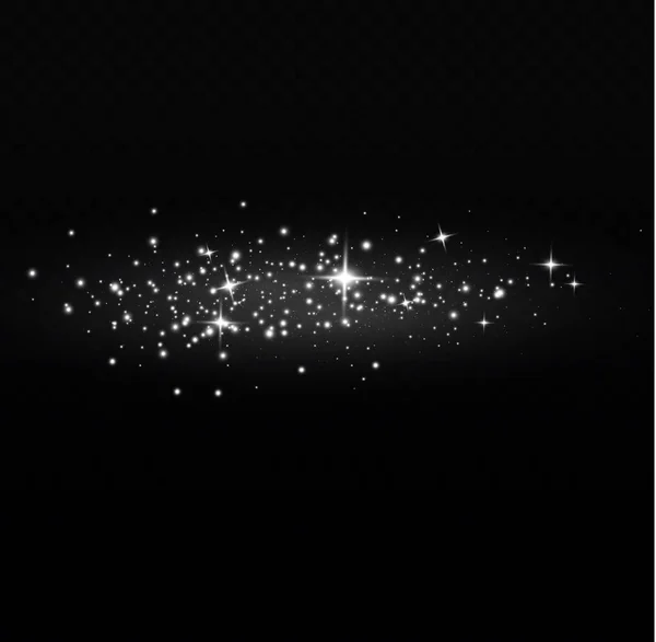 Glowing Light Effect Many Glitter Particles Isolated Transparent Background Starry — Vector de stock