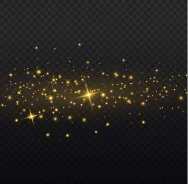 Glowing Light Effect Many Glitter Particles Isolated Transparent Background Starry — Vetor de Stock