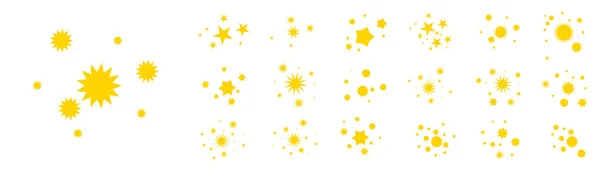 Ikona Gwiazdy Żółty Kształt Słońca Zbiór Ilustracji Migających Gwiazd Iskry — Wektor stockowy