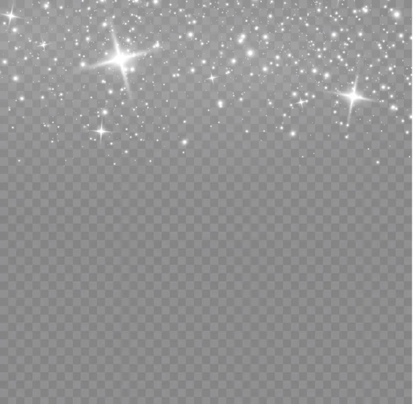 Сяючий Світловий Ефект Багатьма Блискучими Частинками Ізольовані Прозорому Фоні Зоряна — стоковий вектор