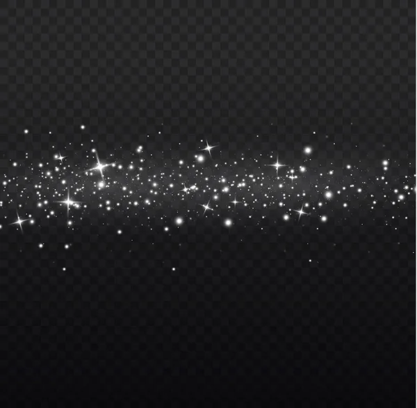 Glowing Light Effect Many Glitter Particles Isolated Transparent Background Starry — Vector de stock