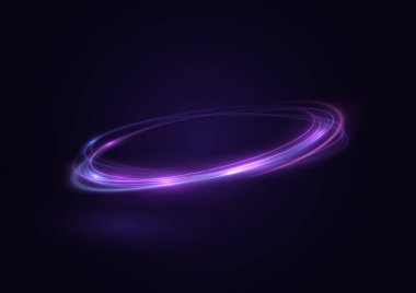 Neon girdabı. Mavi kıvrım. Işıldayan arka planı olan soyut halka arkaplanı. Enerji akış tüneli. Mavi portal, platform. Sihirli daire vektörü. Parlak spiral. Işık efektli yuvarlak çerçeve