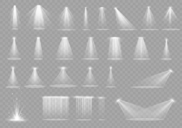 Vektorspotlight Vit Färg Ljuseffekt Glödande Isolerad Gnistrande Ljuseffekt Gnista Spotlight — Stock vektor