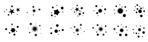 Star Ikone Sammlung Von Illustrationen Funkelnder Sterne Funken Leuchtende Explosion — Stockvektor