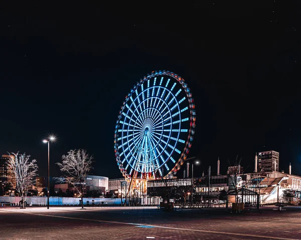 Ferris Wheel Night Long Exposure Variety Colors — Stock Photo, Image