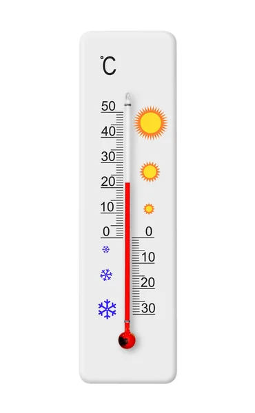 Termómetro Escala Celsius Isolado Sobre Fundo Branco Temperatura Ambiente Mais — Fotografia de Stock