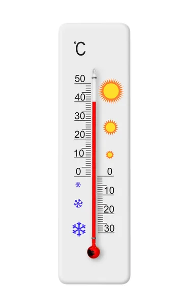 Termometro Scala Celsius Isolato Fondo Bianco Temperatura Ambiente Più Gradi — Foto Stock
