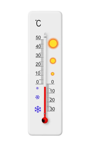 Top View Natural Ice Texture Celsius Scale Thermometer Ambient Temperature — Fotografia de Stock