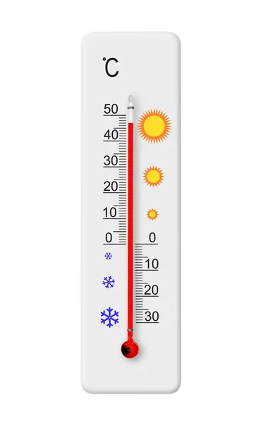 Celsius Skála Hőmérő Elszigetelt Fehér Háttérrel Környezeti Hőmérséklet Plusz Fok — Stock Fotó