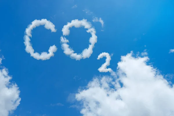 Blå Himmel Med Ordet Co2 Begreppet Global Uppvärmning Naturkatastrofer Och — Stockfoto