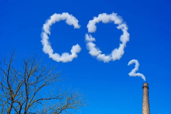 Air Pollution Smoke Coming Out Factory Chimney Ecological Problems Co2 — Stock Photo, Image