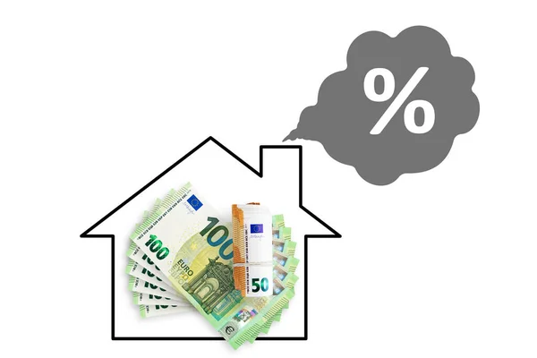 Living House White Background Euros Money House Renovation Energy Saving — ストック写真