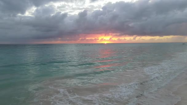 Coast Punta Cana Dominican Republic Atlantic Ocean Sunrise — Stock Video