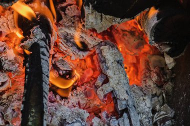 Akşamları ormanda, tatilde alev saçıyor. 