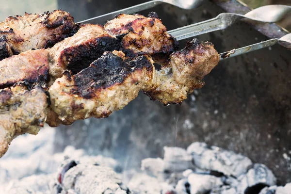 Café Manhã Carne Espetos — Fotografia de Stock