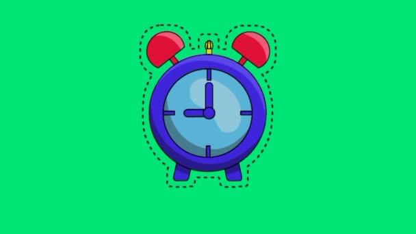 Blue Alarm Clock Alarm Clock Flat Animated Icon — 비디오