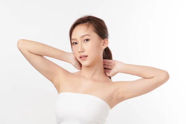 Hermosa Mujer Asiática Joven Levantando Las Manos Para Mostrar Las —  Fotos de Stock