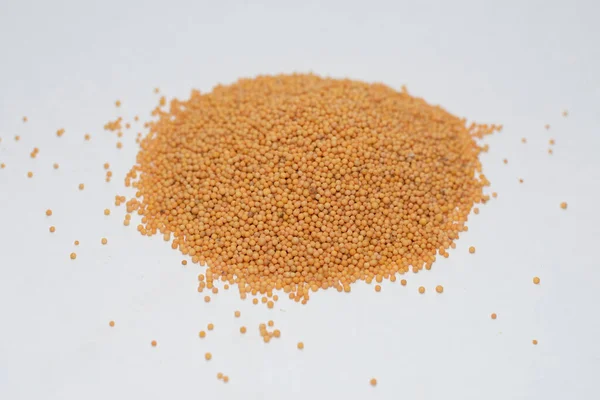 Stacked Grain Mustard White Background — Stock Photo, Image