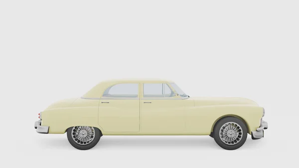 Konsep Minimalis Monokrom Tampilan Samping Dan Mobil Kuning Vintage Tua — Stok Foto
