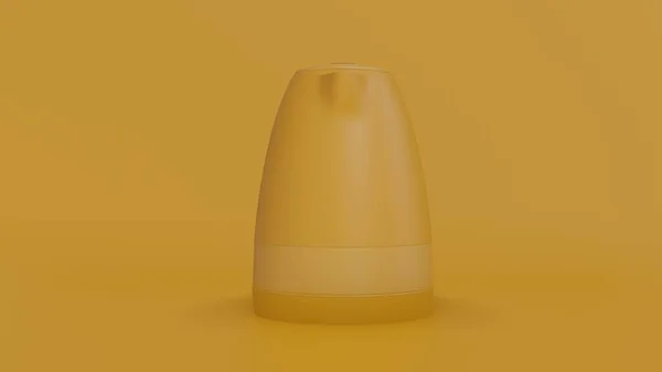 電気ケトル 黄色いティーポットティーポットジュグカフェテリア 黄色の背景色パステル 3Dイラストレンダリング — ストック写真