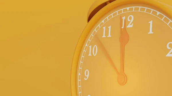 Relógio Monocromático Sobre Fundo Amarelo Conceito Break Time Idea Início — Fotografia de Stock