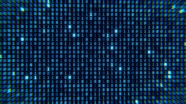 Screen Close Digital Computer Numbers Blue Digital Binary Data Computer — Stock Photo, Image