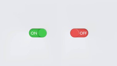 Beyaz arkaplanda basit açma kapama düğmeleri, 3d oluşturma