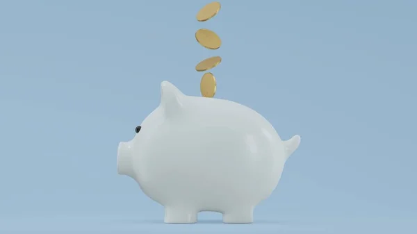 Piggy Coin Golden Coins Flying Floating Piggy Bank Creative Financial — Stock Photo, Image