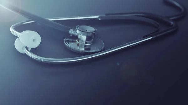 Concept medical examination and healthcare business medical, big data for healthcare analytics, stethoscope on the dark background and close up 3d render. health insurance marketing strategy