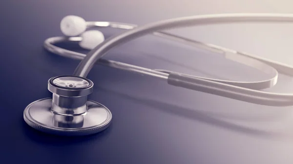Concept medical examination and healthcare business medical, big data for healthcare analytics, stethoscope on the dark background and close up 3d render. health insurance marketing strategy