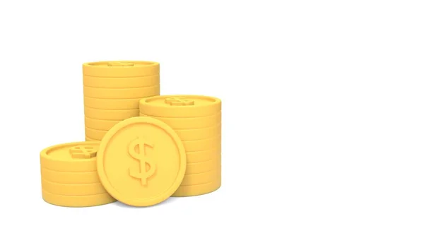 省钱的概念 3D金币堆栈背景 储蓄和货币增长 白色背景上的3D渲染 — 图库照片