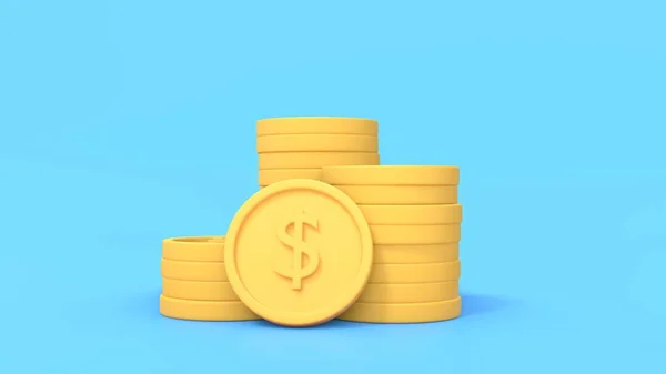 省钱的概念 3D金币堆栈背景 储蓄和货币增长 白色背景上的3D渲染 — 图库照片