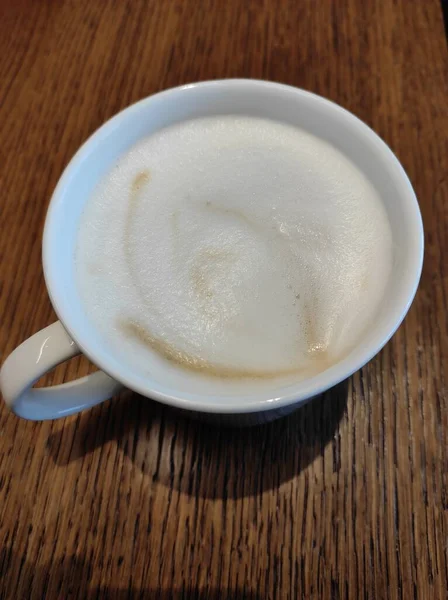 Vue Rapprochée Sur Dessus Café Latte Macchiato Une Tasse Café — Photo