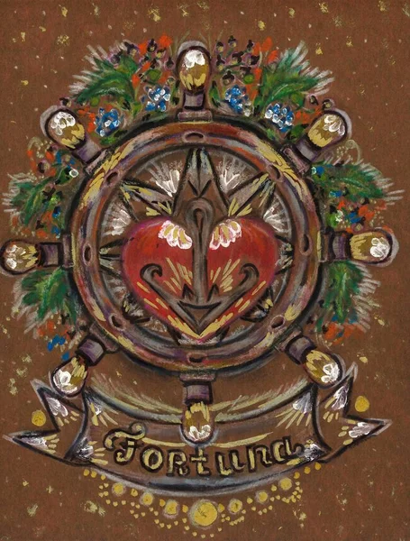 Sanatsal el yapımı Fortun.Hepsi el yapımı. Renkli kalemler, yağ pastelleri ve akriliklerle karıştırılmış ortam. Resim çerçevesi, tebrik kartları, giysiler, bloglar, posterler ve dekorasyonlar için mükemmel tasarım 600 dpi, 3428x418px.1 dosya jpg .