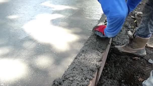 Latino Workers Building Concrete Road Public Work Managua Nicaragua — Stock Video