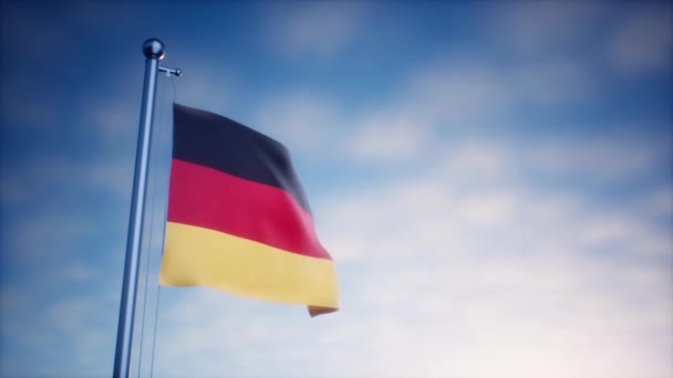 Gerçekçi Almanya arka plan haber ağı ve medya için bayrak sallıyor — Stok video