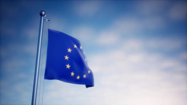 Realistiskt Förenade Europa viftar flagga för bakgrundsnyheter webb och media — Stockvideo