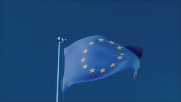 Drapeau de l'Europe unie réaliste pour l'information de fond web et les médias — Video