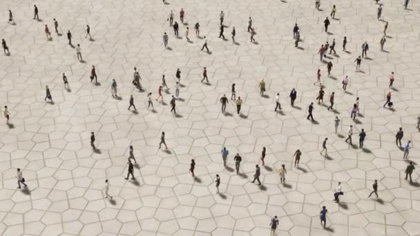 3D Animated people walking on square - Topview - 4k High Quality Footage — Stock Video