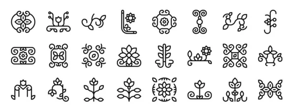 Set Outline Web Floral Design Icons Floral Floral Vector Icons — Stock Vector