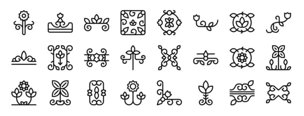 Set Outline Web Floral Design Icons Floral Floral Vector Icons — Stock Vector