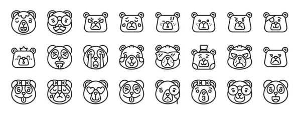 Set Outline Web Bears Icons Bear Bear Bear Vector Icons — Stock Vector