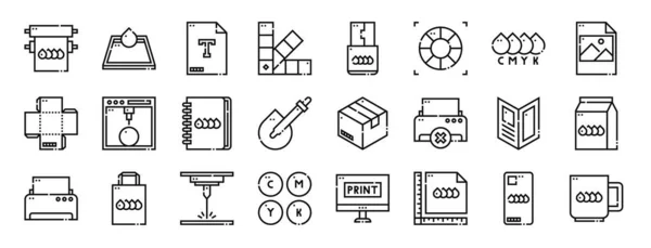 Set Van Schema Web Printing Pictogrammen Zoals Uit Inkt Tekst — Stockvector