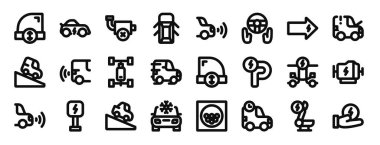 Araba penceresi, elektrikli araba, emisyon yok, hatchback sedan, sürücüsüz, rapor için sağ ok vektör simgeleri, sunum, diyagram, web tasarımı, mobil