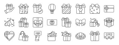 Rapor, sunum, diyagram, web tasarımı, mobil uygulama gibi 24 ana hatlı web hediye simgesi seti